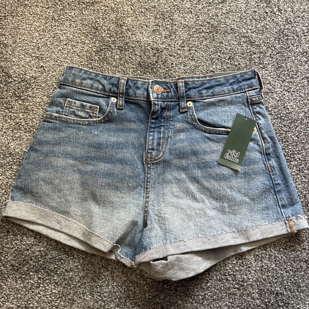 Wild Fable Size 2‎ Women High Rise Cotton Blend Rolled Cuff Denim Shorts NWT